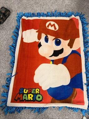 Nintendo Super Mario Throw Blanket - Red, Blue & White